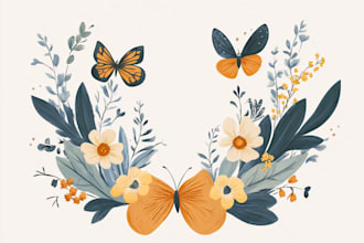 design a custom feminine, and botanical boho logo design