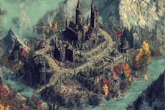 make fantasy map illustration for dnd, novels and games