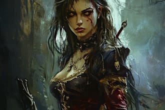 draw dark art horror and fantasy illustrations for merch