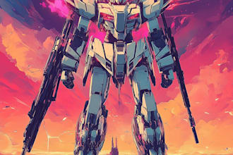 draw cute mecha robot mascot cartoon character in my style