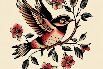 make you a traditional old school tattoo style design