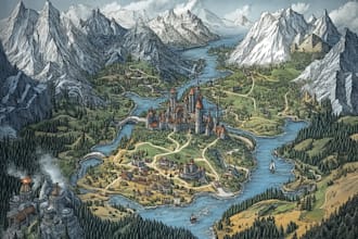 make a fantasy map illustrations for your project