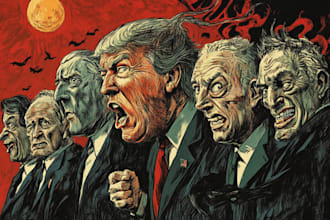 draw digital political editorial cartoon for social media