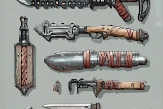 make a 3d weapon illustration
