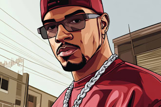 draw  a your photo in gta style cartoon portrait