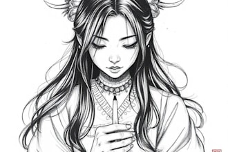 draw black and white ink and pencil illustration