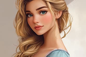 draw a portrait in semi realism disney cartoon style