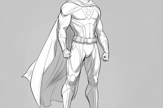 draw concept art superhero character for comics cartoon