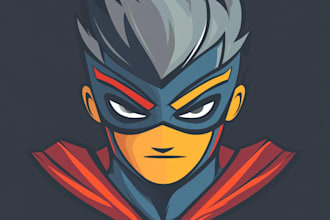 draw an superhero cartoon mascot character logo