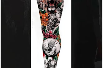 do sleeve tattoo design, tattoo cover up, realistic tattoo