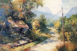 paint landscape in real oil painting