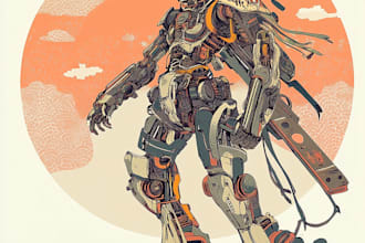 draw mecha robot armor character concept for you