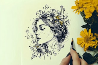 design traditional line art minimalist tattoo flash for you