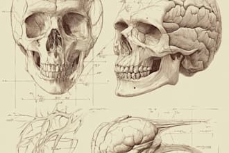 draw medical illustrations, diagrams and anatomy sketches