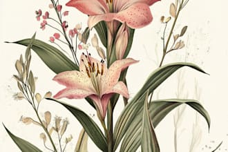 watercolor botanical illustrations of flowers and plants