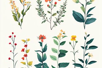 make botanical illustration with hand drawn