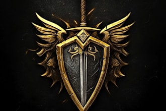 draw unique medieval, fantasy, rpg, mmorpg game title logo