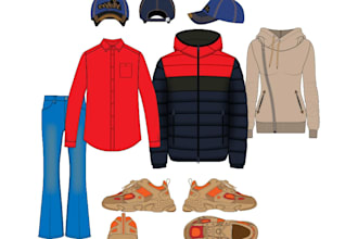 make fashion design or clothing technical flat sketch tech pack