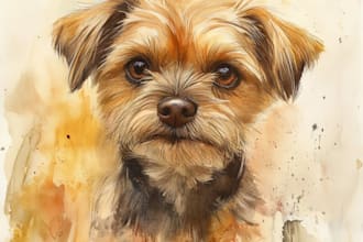 do custom watercolor pet portrait dog cat family portrait