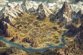 design a fantasy map illustration