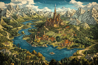 do fantasy map illustration for dnd, novels and games