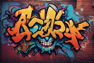 create graffiti text, tags, t shirts, and logo design