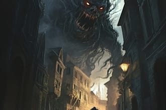 create concept art, illustration, book cover, monster art, horror art