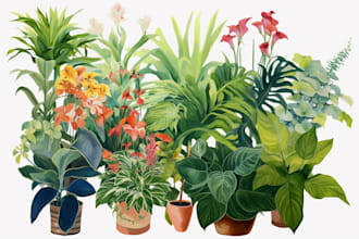 do watercolor botanical illustrations of flowers and plants