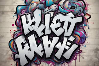 do custom hand drawn graffiti logo and illustration