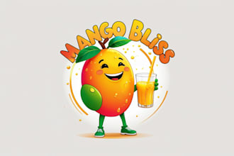 do woman mango drink lemonade juice mascot logo