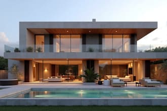 3ds max residential home, detached house, villas, bungalows, farm house render