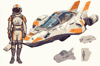make a game character art or sci fi character illustration