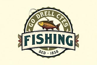 design eye catchy fishing vintage logo for you  in 12 hours