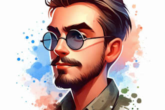 draw caricature logo vector portrait cartoon watercolor