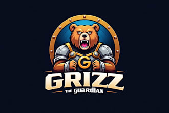 design outstanding grizz bear head mascot logo with express delivery
