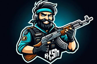 do awesome ak 47 rifle esport mascot logo design