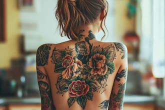 make a traditional tattoo design in 1 days that you want