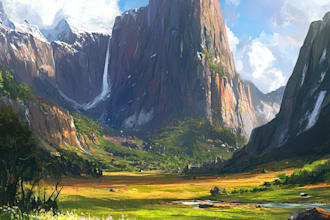 make digital painting, concept art, scifi, fantasy landscape