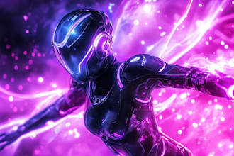 design cyberpunk and fantasy character splash art