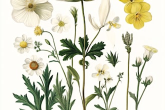 draw vector botanical illustrations of plants and flowers