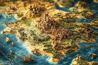 make fantasy map illustration for dnd