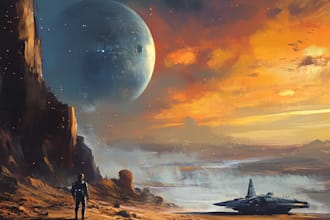 make a sci fi character and sci fi art