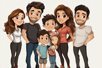 create an epic family or group cartoon illustration