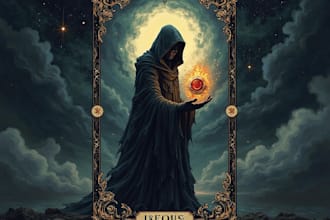 draw custom tarot card illustration with dark art style