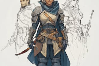 draw fantasy dnd character, concept art, and dnd party