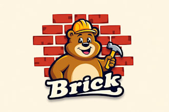 make a high quality bear brick mascot logo with unlimited revision
