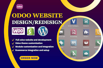 build, redesign, or develop a wordpress, shopify, woocommerce, or odoo website