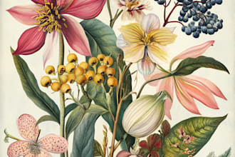 hand drawn botanical flower plants scientific illustration