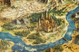 make fantasy map illustration games, maps and cities and etc