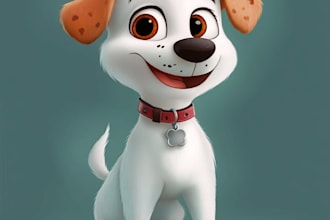 raw custom pet portrait, dog , cat portrait in disney style